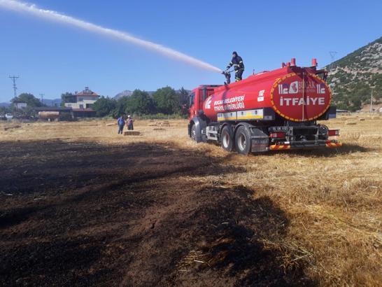 Bucak'ta ekin tarlası yandı
