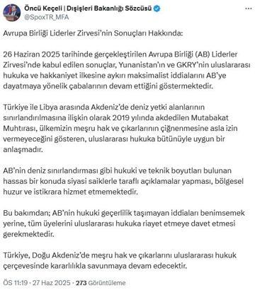 Sözcü Keçeli'den Avrupa Birliği Liderler Zirvesi’nin sonuçlarına ilişkin açıklama