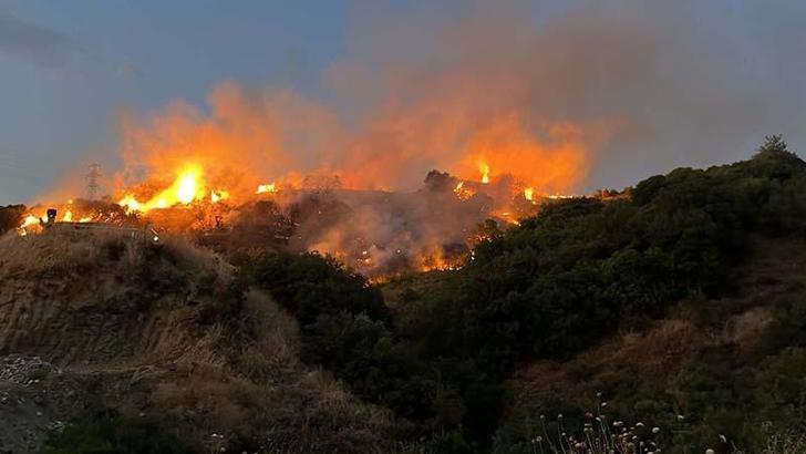 Manisa'da tarım arazisinde çıkan yangın ormanı da yaktı