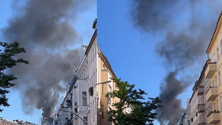 Berlin'de inşaat halindeki binada yangın çıktı