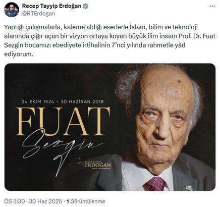 Cumhurbaşkanı Erdoğan, Prof. Dr. Fuat Sezgin'i andı