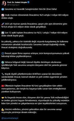 Savunma sanayinde haziran ihracatı 623 milyon dolar