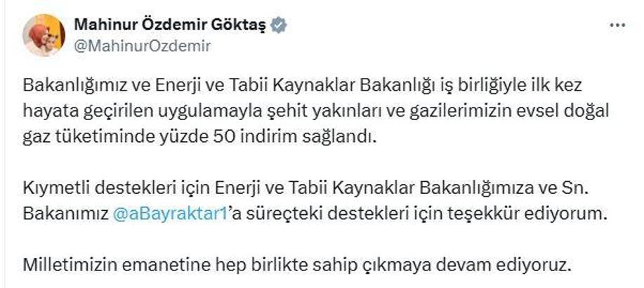 Şehit yakınları ve gazilere doğal gazda indirim (2)