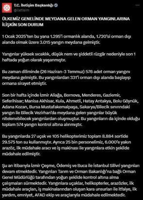 İletişim Başkanlığı: Son 1 haftada 576 orman yangını çıktı