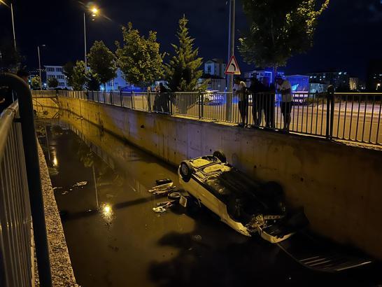 Kayseri'de otomobil, sulama kanalına uçtu: 1 yaralı