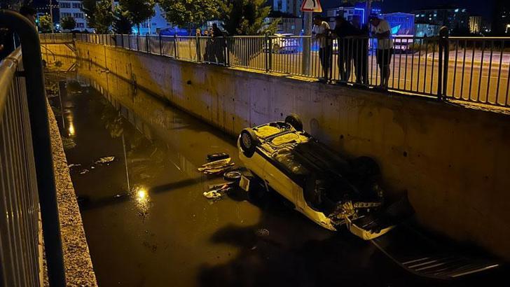 Kayseri'de otomobil, sulama kanalına uçtu: 1 yaralı