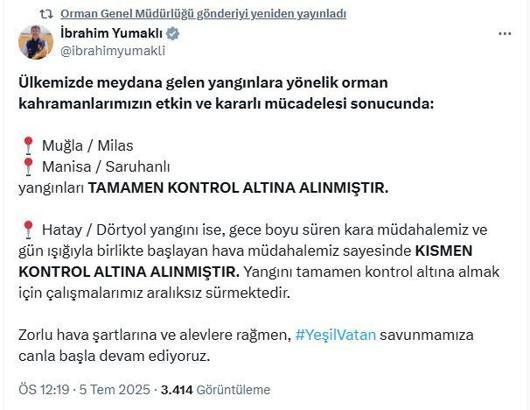 Muğla, Milas ve Manisa Saruhanlı'daki yangınlar kontrol altında