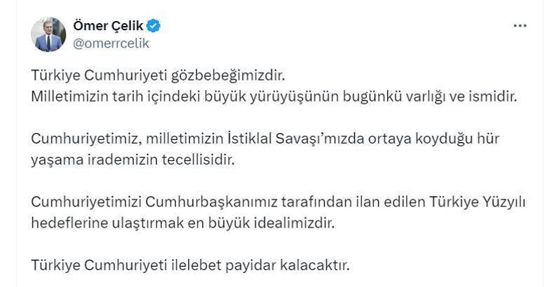 AK Parti'li Çelik: Türkiye Cumhuriyeti ilelebet payidar kalacak