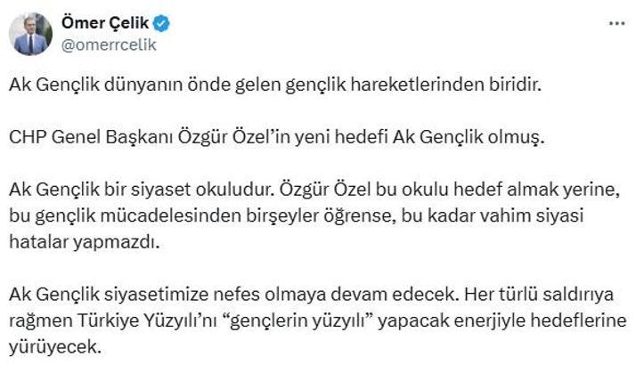 AK Parti Sözcüsü Çelik'ten Özel'e 'Ak Gençlik' tepkisi