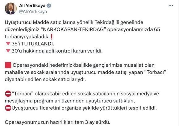 Tekirdağ'da uyuşturucu operasyonunda 35 tutuklama