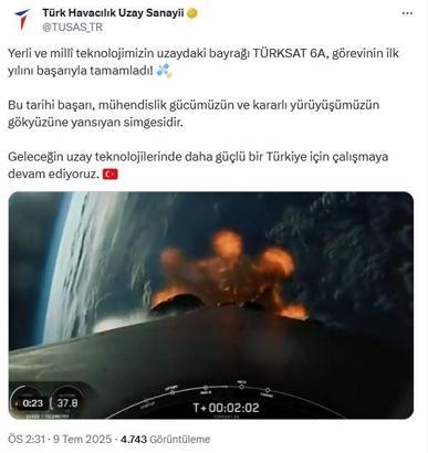 TÜRKSAT 6A, görevinin ilk yılını tamamladı