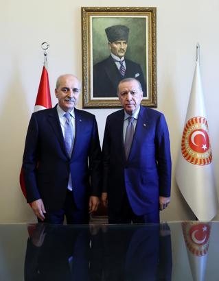 Cumhurbaşkanı Erdoğan, TBMM Başkanı Kurtulmuş ile bir araya geldi