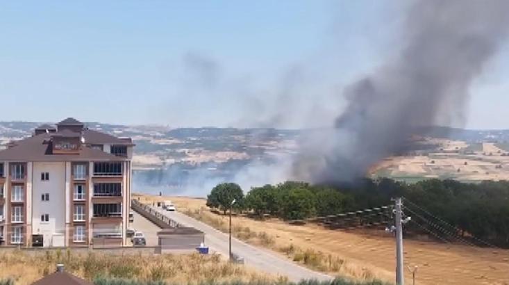 Anız yangınında alevler konutlara sıçramadan söndürüldü