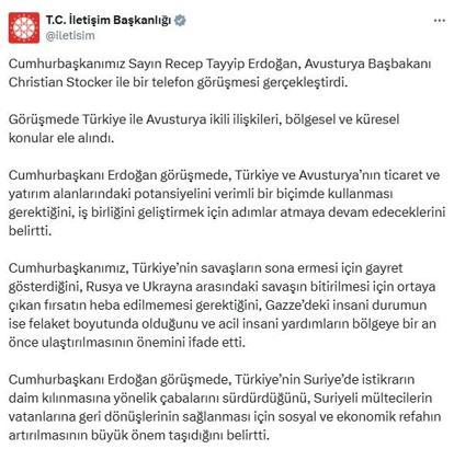 Cumhurbaşkanı Erdoğan, Avusturya Başbakanı Stocker ile görüştü