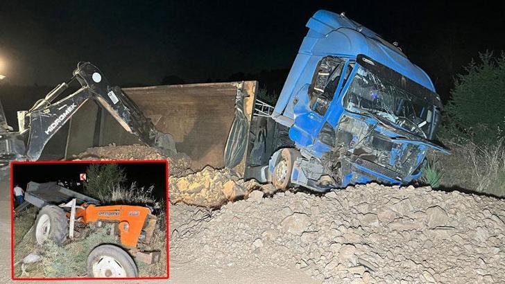 Hafriyat kamyonu traktöre arkadan çarptı; 1 ölü, 1 yaralı