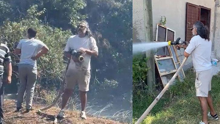 Oyuncu Kenan Çoban, Çanakkale'de çıkan yangına müdahale etti