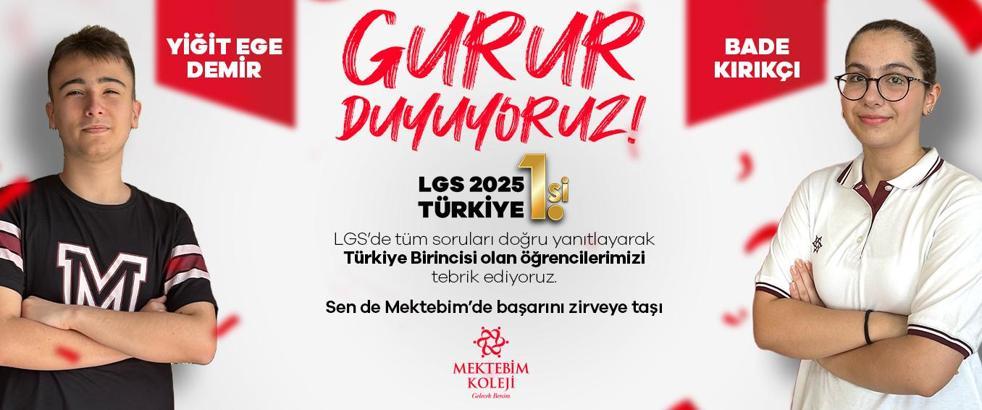 Mektebim Koleji’nden iki öğrenci LGS 2025’te tüm soruları doğru yanıtladı