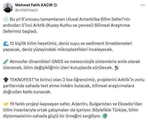 5'inci Arktik Bilimsel Araştırma Seferi başladı