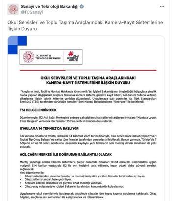 Okul servisleri ve toplu taşıma araçlarına kamera ve acil durum butonu takılacak