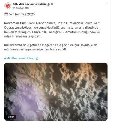 Terör örgütünün kullandığı 33 odalı mağara, kullanılamaz hale getirildi