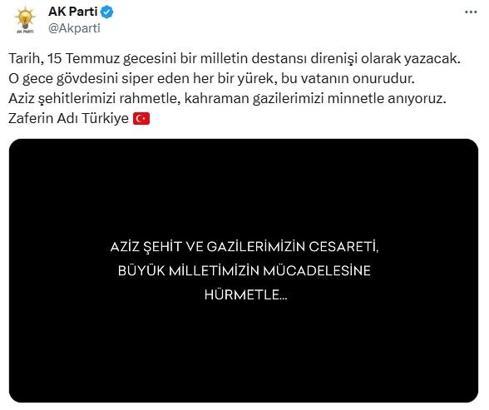 AK Parti'den '15 Temmuz' paylaşımı