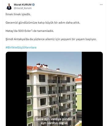 Bakan Kurum: Hatay'da 500 Evler'i de tamamladık