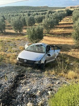 Manisa'da otomobil zeytinliğe uçtu; aynı aileden 1 ölü, 4 yaralı