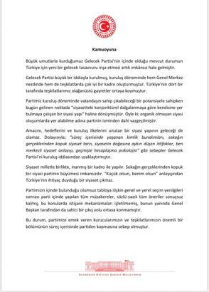 Gelecek Partisi’nden 2 milletvekili istifa etti