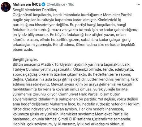 Memleket Partisi kapatıldı