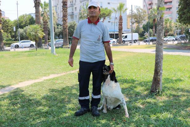 Temizlik görevlisinin sokak köpeği ile bağı dikkat çekiyor: O benim 3'üncü çocuğum