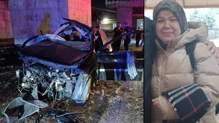 Otoyol bağlantı köprüsünün ayağına çarpan otomobilin sürücüsü öldü