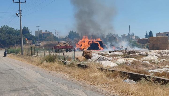 Samanlarda başlayan yangın büyümeden söndürüldü