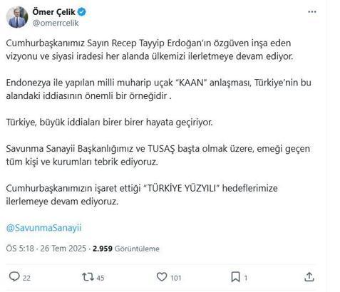 AK Parti'li Çelik: KAAN anlaşması Türkiye'nin iddiasının önemli bir örneği