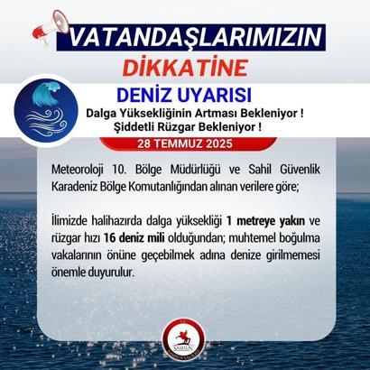 Meteorolojiden Samsun’da denize girmeyin uyarısı