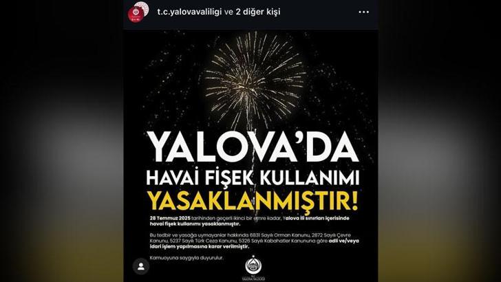 Yalova’da havai fişek kullanımı yasaklandı