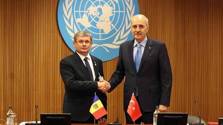 TBMM Başkanı Kurtulmuş, Moldova Parlamento Başkanı Grosu ile bir araya geldi