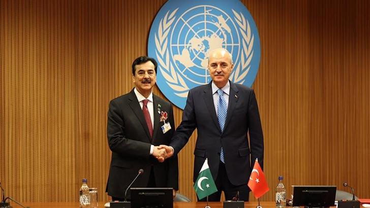 TBMM Başkanı Kurtulmuş, Pakistan Senatosu Başkanı Gilani ile görüştü