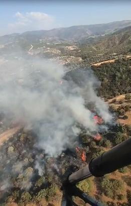 Aydın'da tarım arazisindeki yangın 1 saatte söndürüldü