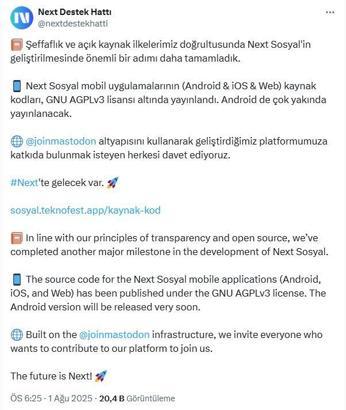 Next Sosyal'in kaynak kodları yayınlandı
