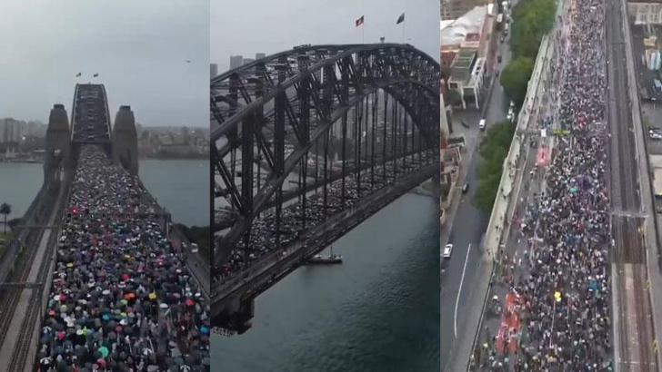 Avustralya'da Gazze yürüyüşü: 100 bin kişi köprüyü kapattı