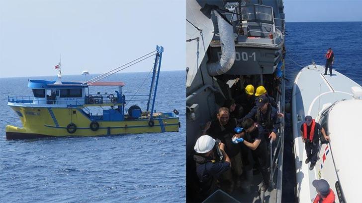 TCG Bozcaada, yardım çağırısı alınan teknedeki vatandaşı kurtardı