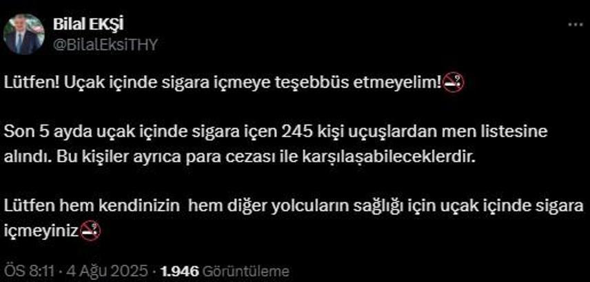 İstanbul - THY uçaklarında sigara içen 245 kişi uçuşlardan men edildi
