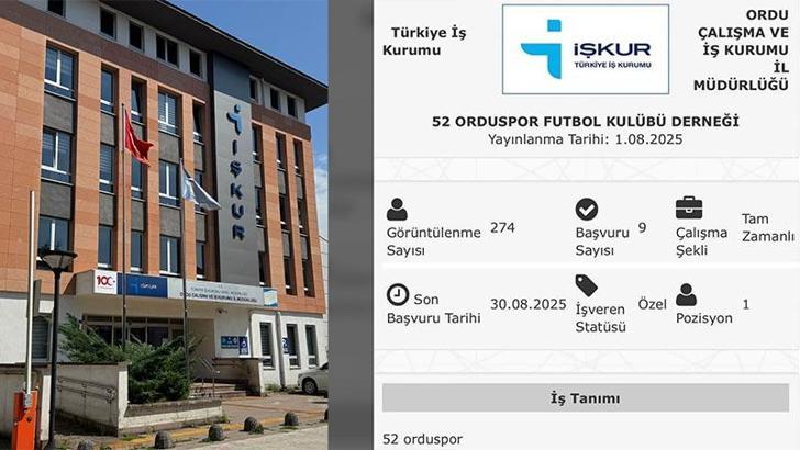 52 Orduspor'un İŞKUR üzerinden futbolcu ilanı vermesi sosyal medyada viral oldu