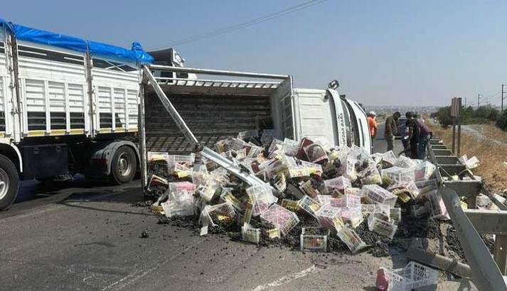 Gaziantep'te üzüm yüklü kamyonet devrildi: 2 yaralı