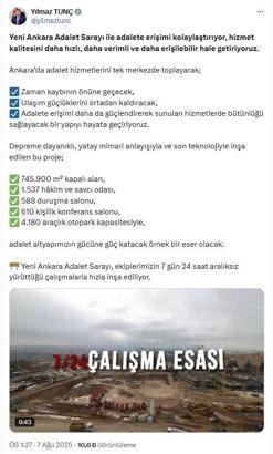 Bakan Tunç: Yeni Ankara Adalet Sarayı, hızla inşa ediliyor