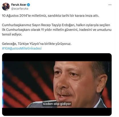 AK Parti'li Acar: Cumhurbaşkanımız 11 yıldır milletin güvenini, iradesini ve umudunu temsil ediyor