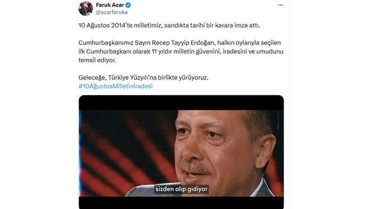 AK Parti'li Acar: Cumhurbaşkanımız 11 yıldır milletin güvenini, iradesini ve umudunu temsil ediyor