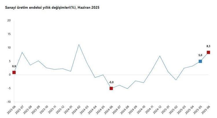 TÜİK: Sanayi üretimi yıllık yüzde 8,3 arttı