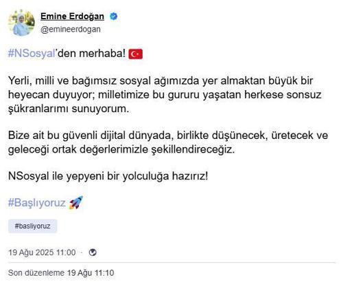 Emine Erdoğan, NSosyal'e katıldı