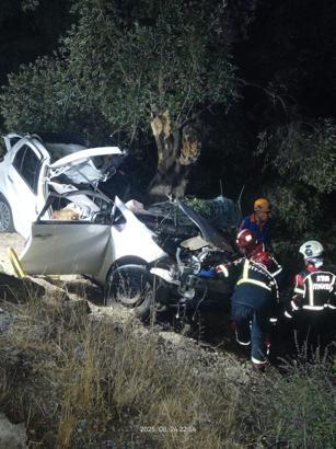 Otomobil zeytinliğe savruldu: 2 ölü, 1 ağır yaralı